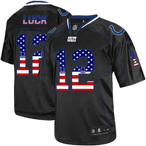 Nike Colts #12 Andrew Luck Black Men's Stitched NFL Elite USA Flag Fashion Jersey Nike Colts #12 Andrew Luck Black Men's Stitched NFL Elite USA Flag Fashion Jersey