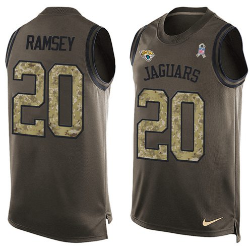 Nike Jaguars #20 Jalen Ramsey Green Men's Stitched NFL Limited Salute To Service Tank Top Jersey Nike Jaguars #20 Jalen Ramsey Green Men's Stitched NFL Limited Salute To Service Tank Top Jersey