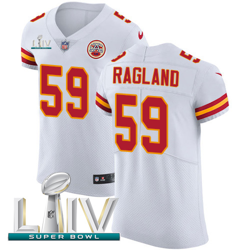 Nike Chiefs #59 Reggie Ragland White Super Bowl LIV 2020 Men's Stitched NFL New Elite Jersey Nike Chiefs #59 Reggie Ragland White Super Bowl LIV 2020 Men's Stitched NFL New Elite Jersey