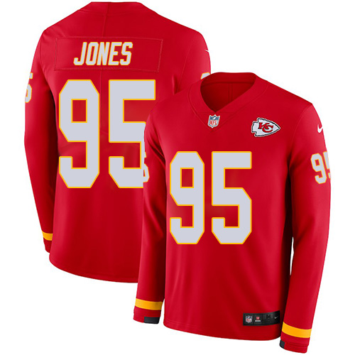 Nike Chiefs #95 Chris Jones Red Team Color Men's Stitched NFL Limited Therma Long Sleeve Jersey Nike Chiefs #95 Chris Jones Red Team Color Men's Stitched NFL Limited Therma Long Sleeve Jersey
