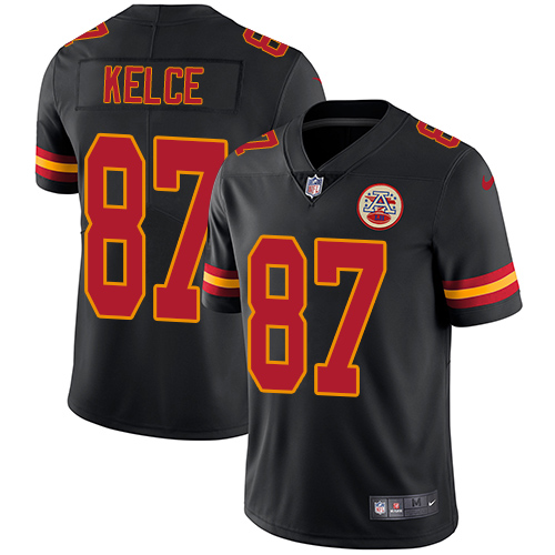 Nike Chiefs #87 Travis Kelce Black Men's Stitched NFL Limited Rush Jersey Nike Chiefs #87 Travis Kelce Black Men's Stitched NFL Limited Rush Jersey