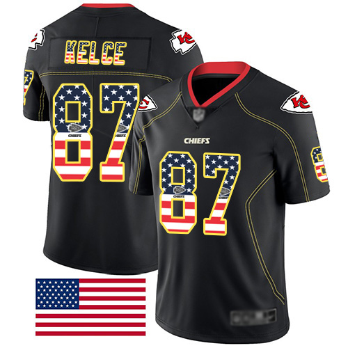 Nike Chiefs #87 Travis Kelce Black Men's Stitched NFL Limited Rush USA Flag Jersey Nike Chiefs #87 Travis Kelce Black Men's Stitched NFL Limited Rush USA Flag Jersey