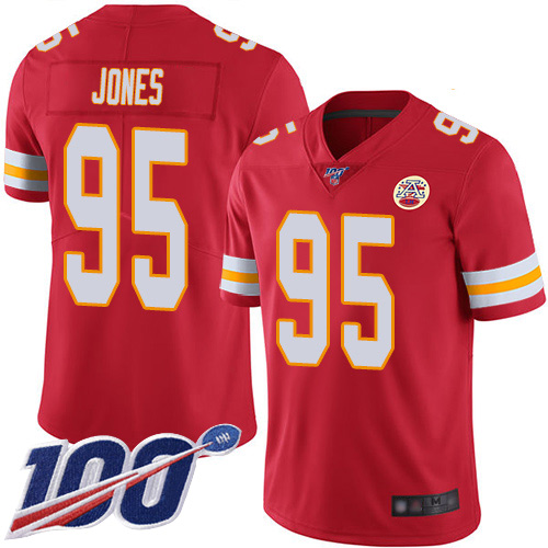 Nike Chiefs #95 Chris Jones Red Team Color Men's Stitched NFL 100th Season Vapor Limited Jersey Nike Chiefs #95 Chris Jones Red Team Color Men's Stitched NFL 100th Season Vapor Limited Jersey