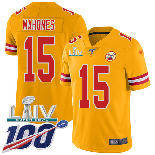 Nike Chiefs #15 Patrick Mahomes Gold Super Bowl LIV 2020 Men's Stitched NFL Limited Inverted Legend 100th Season Jersey Nike Chiefs #15 Patrick Mahomes Gold Super Bowl LIV 2020 Men's Stitched NFL Limited Inverted Legend 100th Season Jersey