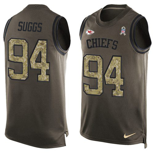Nike Chiefs #94 Terrell Suggs Green Men's Stitched NFL Limited Salute To Service Tank Top Jersey Nike Chiefs #94 Terrell Suggs Green Men's Stitched NFL Limited Salute To Service Tank Top Jersey