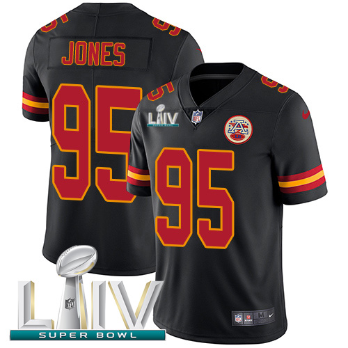 Nike Chiefs #95 Chris Jones Black Super Bowl LIV 2020 Men's Stitched NFL Limited Rush Jersey Nike Chiefs #95 Chris Jones Black Super Bowl LIV 2020 Men's Stitched NFL Limited Rush Jersey