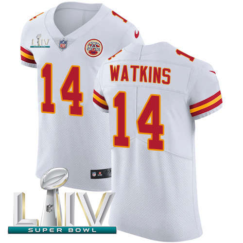 Nike Chiefs #14 Sammy Watkins White Super Bowl LIV 2020 Men's Stitched NFL New Elite Jersey Nike Chiefs #14 Sammy Watkins White Super Bowl LIV 2020 Men's Stitched NFL New Elite Jersey