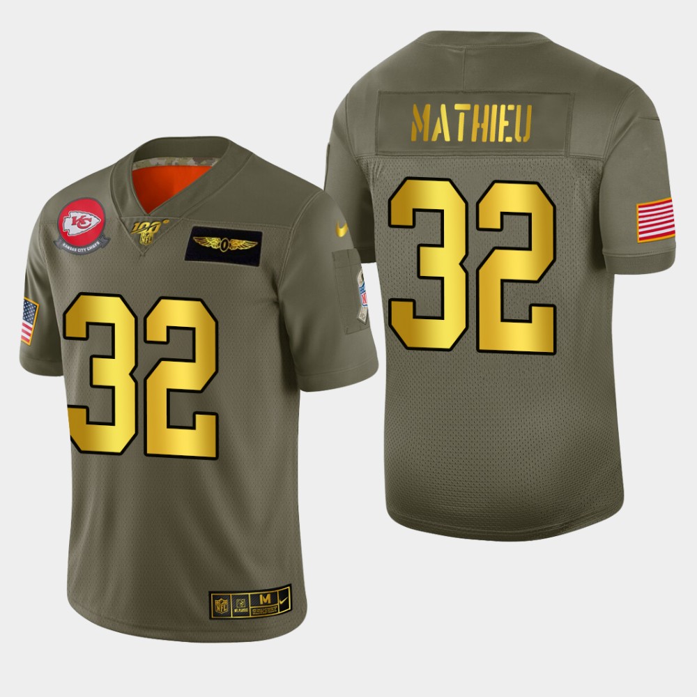 Kansas City Chiefs #32 Tyrann Mathieu Men's Nike Olive Gold 2019 Salute to Service Limited NFL 100 Jersey Kansas City Chiefs #32 Tyrann Mathieu Men's Nike Olive Gold 2019 Salute to Service Limited NFL 100 Jersey