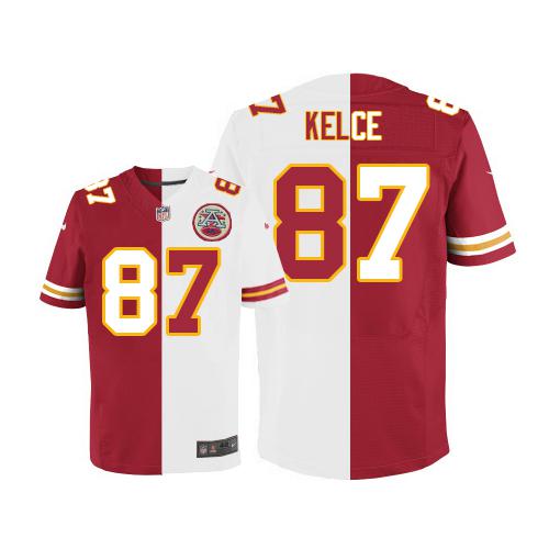 Nike Chiefs #87 Travis Kelce Red/White Men's Stitched NFL Elite Split Jersey Nike Chiefs #87 Travis Kelce Red/White Men's Stitched NFL Elite Split Jersey