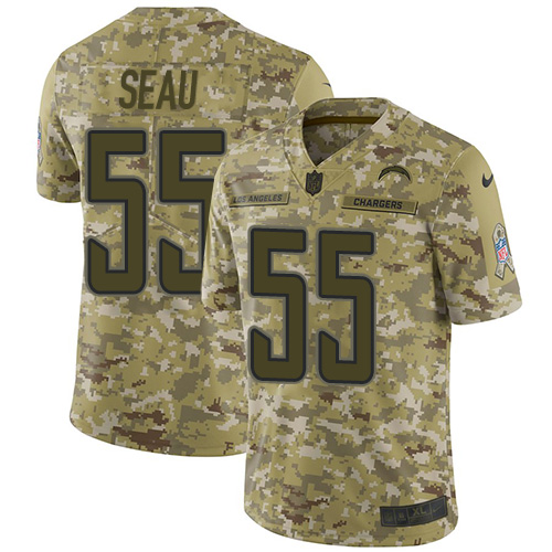 Nike Chargers #55 Junior Seau Camo Men's Stitched NFL Limited 2018 Salute To Service Jersey Nike Chargers #55 Junior Seau Camo Men's Stitched NFL Limited 2018 Salute To Service Jersey