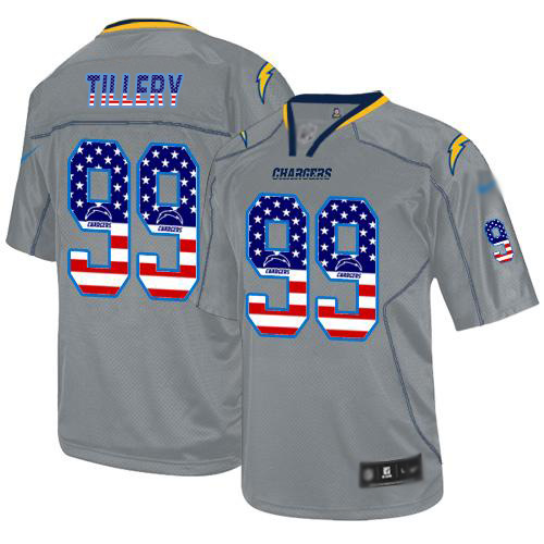 Nike Chargers #99 Jerry Tillery Lights Out Grey Men's Stitched NFL Elite USA Flag Fashion Jersey Nike Chargers #99 Jerry Tillery Lights Out Grey Men's Stitched NFL Elite USA Flag Fashion Jersey