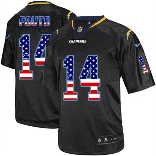 Nike Chargers #14 Dan Fouts Black Men's Stitched NFL Elite USA Flag Fashion Jersey Nike Chargers #14 Dan Fouts Black Men's Stitched NFL Elite USA Flag Fashion Jersey