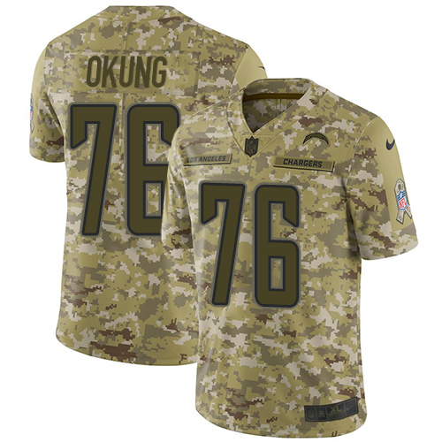 Nike Chargers #76 Russell Okung Camo Men's Stitched NFL Limited 2018 Salute To Service Jersey Nike Chargers #76 Russell Okung Camo Men's Stitched NFL Limited 2018 Salute To Service Jersey