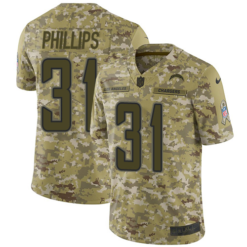 Nike Chargers #31 Adrian Phillips Camo Men's Stitched NFL Limited 2018 Salute To Service Jersey Nike Chargers #31 Adrian Phillips Camo Men's Stitched NFL Limited 2018 Salute To Service Jersey