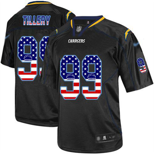 Nike Chargers #99 Jerry Tillery Black Men's Stitched NFL Elite USA Flag Fashion Jersey Nike Chargers #99 Jerry Tillery Black Men's Stitched NFL Elite USA Flag Fashion Jersey