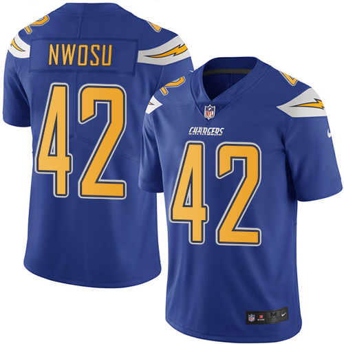 Nike Chargers #42 Uchenna Nwosu Electric Blue Men's Stitched NFL Limited Rush Jersey Nike Chargers #42 Uchenna Nwosu Electric Blue Men's Stitched NFL Limited Rush Jersey