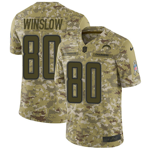 Nike Chargers #80 Kellen Winslow Camo Men's Stitched NFL Limited 2018 Salute To Service Jersey Nike Chargers #80 Kellen Winslow Camo Men's Stitched NFL Limited 2018 Salute To Service Jersey