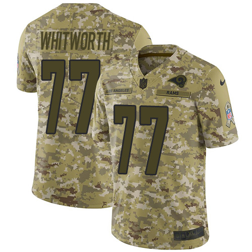 Nike Rams #77 Andrew Whitworth Camo Men's Stitched NFL Limited 2018 Salute To Service Jersey Nike Rams #77 Andrew Whitworth Camo Men's Stitched NFL Limited 2018 Salute To Service Jersey