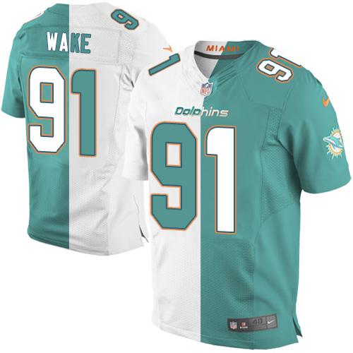 Nike Dolphins #91 Cameron Wake Aqua Green/White Men's Stitched NFL Elite Split Jersey Nike Dolphins #91 Cameron Wake Aqua Green/White Men's Stitched NFL Elite Split Jersey
