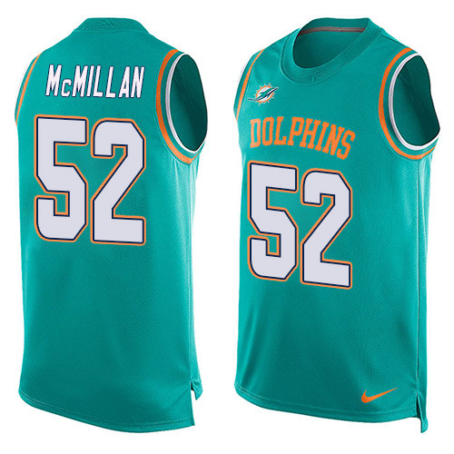 Nike Dolphins #52 Raekwon McMillan Aqua Green Team Color Men's Stitched NFL Limited Tank Top Jersey Nike Dolphins #52 Raekwon McMillan Aqua Green Team Color Men's Stitched NFL Limited Tank Top Jersey
