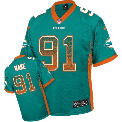 Nike Dolphins #91 Cameron Wake Aqua Green Team Color Men's Stitched NFL Elite Drift Fashion Jersey Nike Dolphins #91 Cameron Wake Aqua Green Team Color Men's Stitched NFL Elite Drift Fashion Jersey