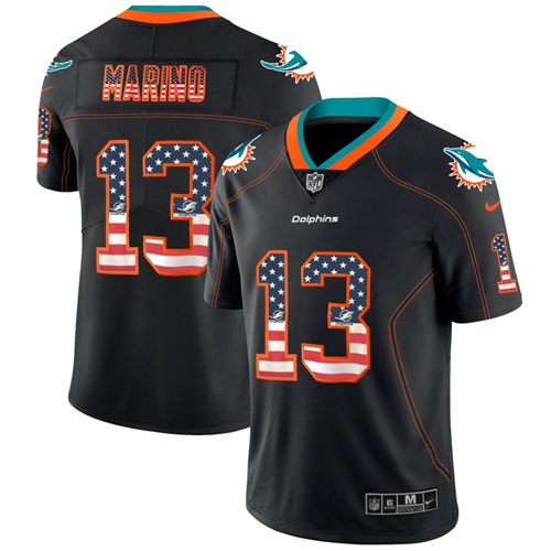 Nike Dolphins #13 Dan Marino Black Men's Stitched NFL Limited Rush USA Flag Jersey Nike Dolphins #13 Dan Marino Black Men's Stitched NFL Limited Rush USA Flag Jersey