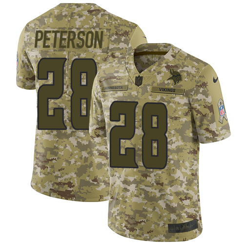 Nike Vikings #28 Adrian Peterson Camo Men's Stitched NFL Limited 2018 Salute To Service Jersey Nike Vikings #28 Adrian Peterson Camo Men's Stitched NFL Limited 2018 Salute To Service Jersey