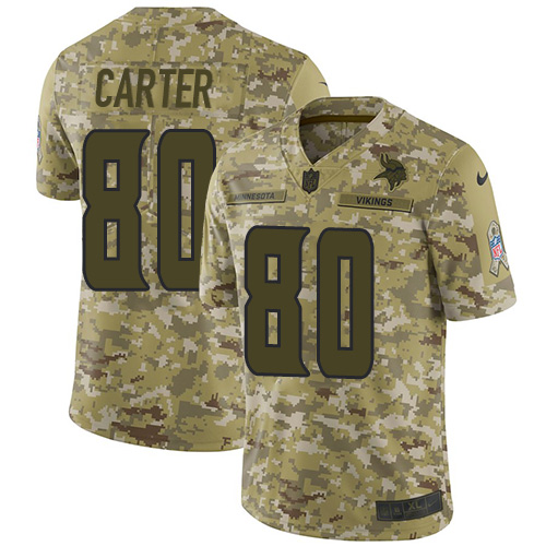 Nike Vikings #80 Cris Carter Camo Men's Stitched NFL Limited 2018 Salute To Service Jersey Nike Vikings #80 Cris Carter Camo Men's Stitched NFL Limited 2018 Salute To Service Jersey