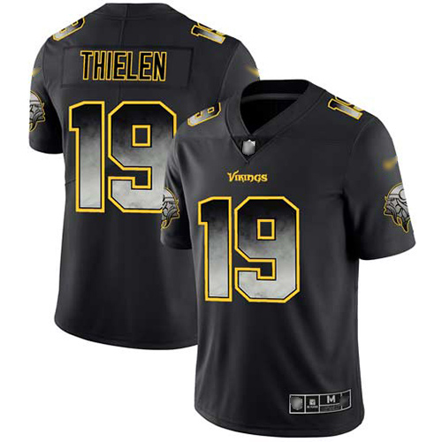 Nike Vikings #19 Adam Thielen Black Men's Stitched NFL Vapor Untouchable Limited Smoke Fashion Jersey Nike Vikings #19 Adam Thielen Black Men's Stitched NFL Vapor Untouchable Limited Smoke Fashion Jersey