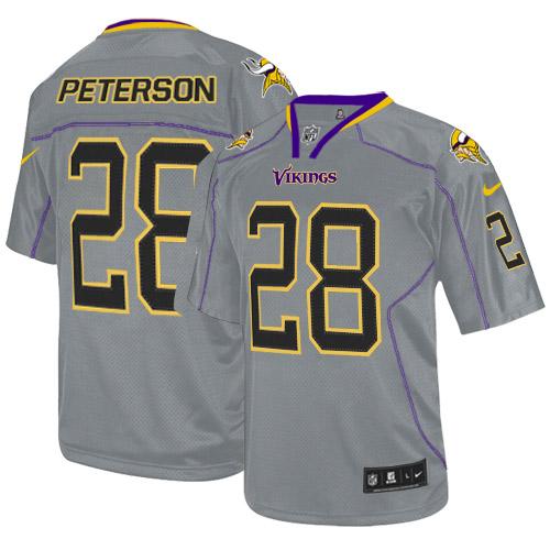 Nike Vikings #28 Adrian Peterson Lights Out Grey Men's Stitched NFL Elite Jersey Nike Vikings #28 Adrian Peterson Lights Out Grey Men's Stitched NFL Elite Jersey