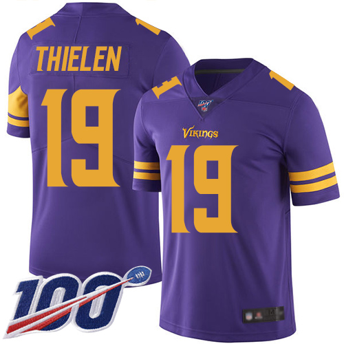 Nike Vikings #19 Adam Thielen Purple Men's Stitched NFL Limited Rush 100th Season Jersey Nike Vikings #19 Adam Thielen Purple Men's Stitched NFL Limited Rush 100th Season Jersey
