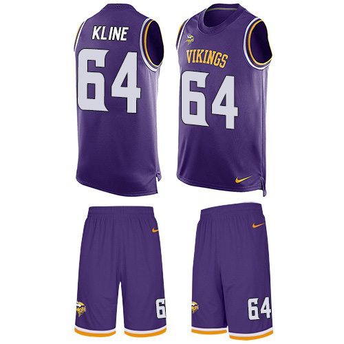 Nike Vikings #64 Josh Kline Purple Team Color Men's Stitched NFL Limited Tank Top Suit Jersey