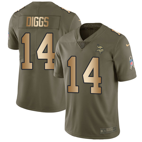 Nike Vikings #14 Stefon Diggs Olive/Gold Men's Stitched NFL Limited 2017 Salute To Service Jersey Nike Vikings #14 Stefon Diggs Olive/Gold Men's Stitched NFL Limited 2017 Salute To Service Jersey
