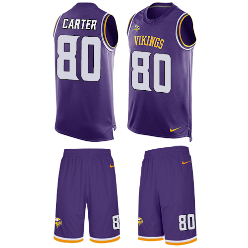 Nike Vikings #80 Cris Carter Purple Team Color Men's Stitched NFL Limited Tank Top Suit Jersey Nike Vikings #80 Cris Carter Purple Team Color Men's Stitched NFL Limited Tank Top Suit Jersey