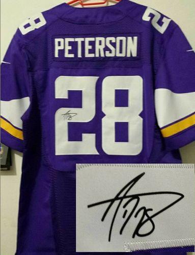 Nike Vikings #28 Adrian Peterson Purple Team Color Men's Stitched NFL Elite Autographed Jersey Nike Vikings #28 Adrian Peterson Purple Team Color Men's Stitched NFL Elite Autographed Jersey