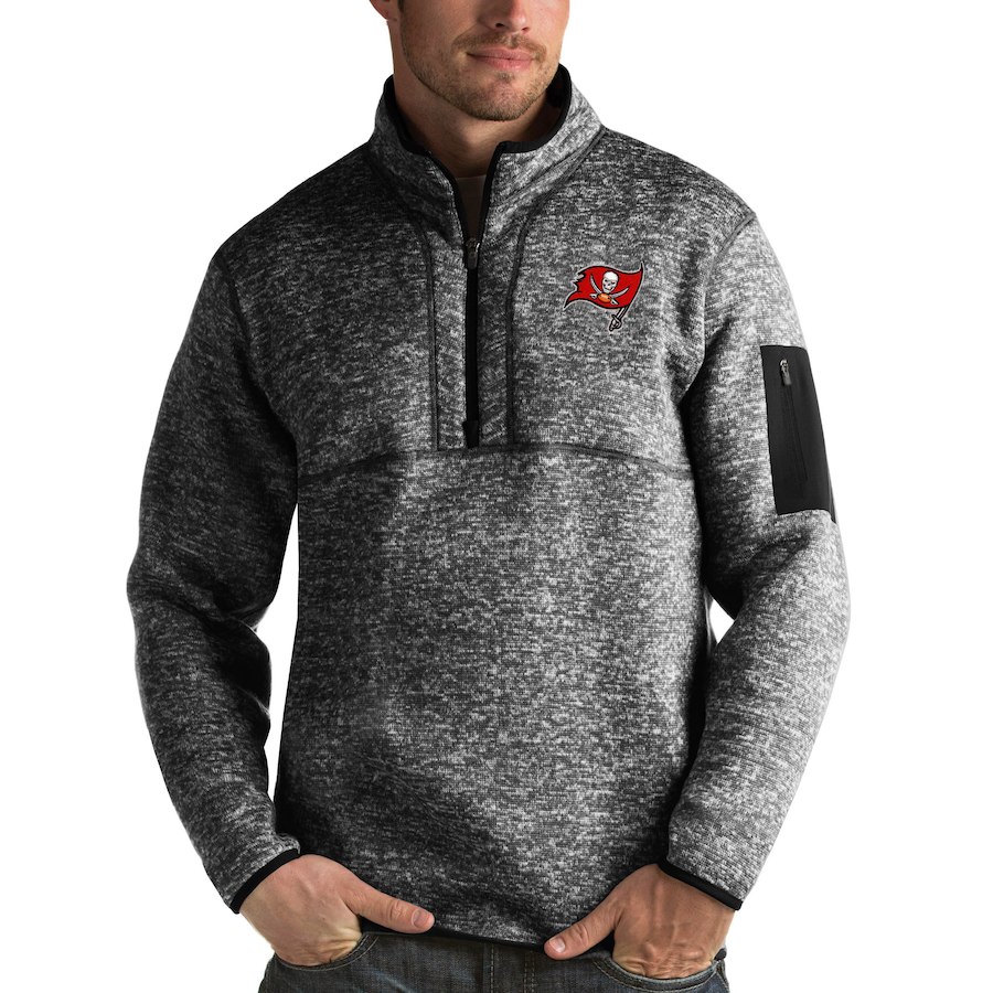 Tampa Bay Buccaneers Antigua Fortune Quarter-Zip Pullover Jacket Heather Black Tampa Bay Buccaneers Antigua Fortune Quarter-Zip Pullover Jacket Heather Black