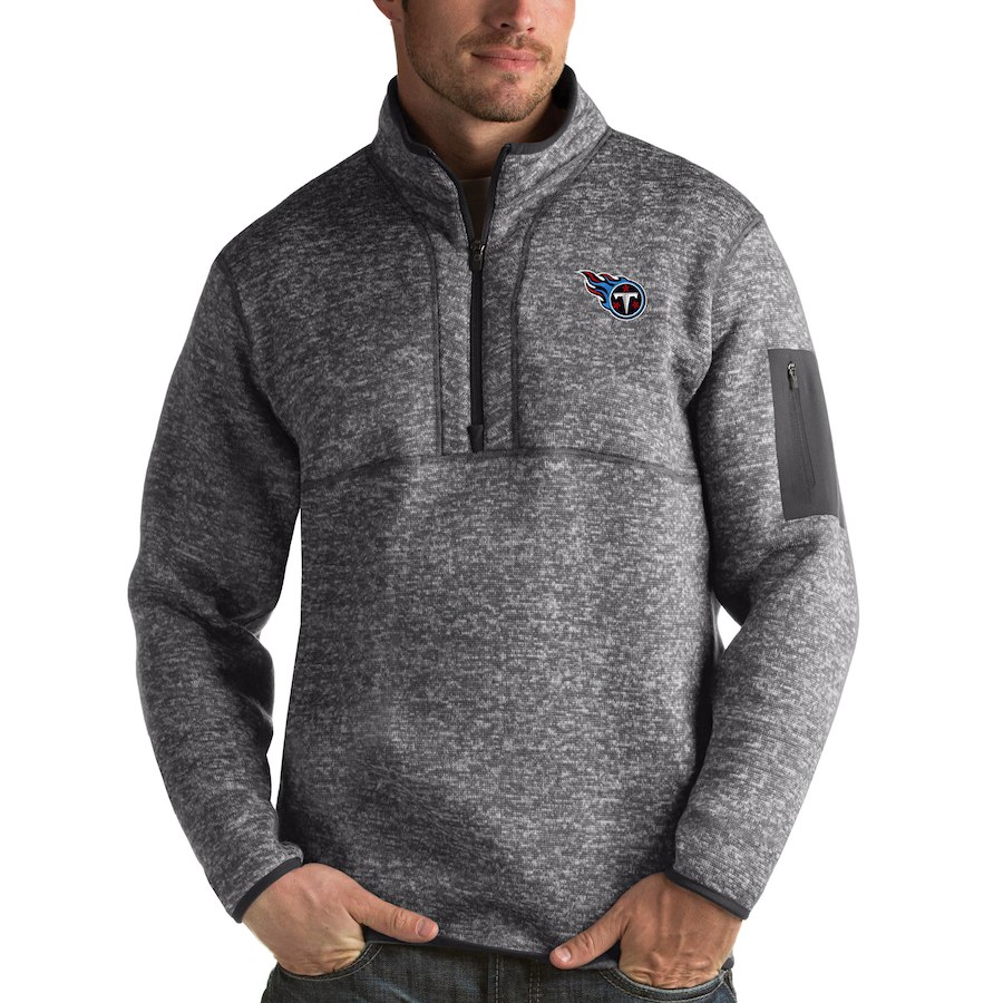 Tennessee Titans Antigua Fortune Quarter-Zip Pullover Jacket Charcoal Tennessee Titans Antigua Fortune Quarter-Zip Pullover Jacket Charcoal