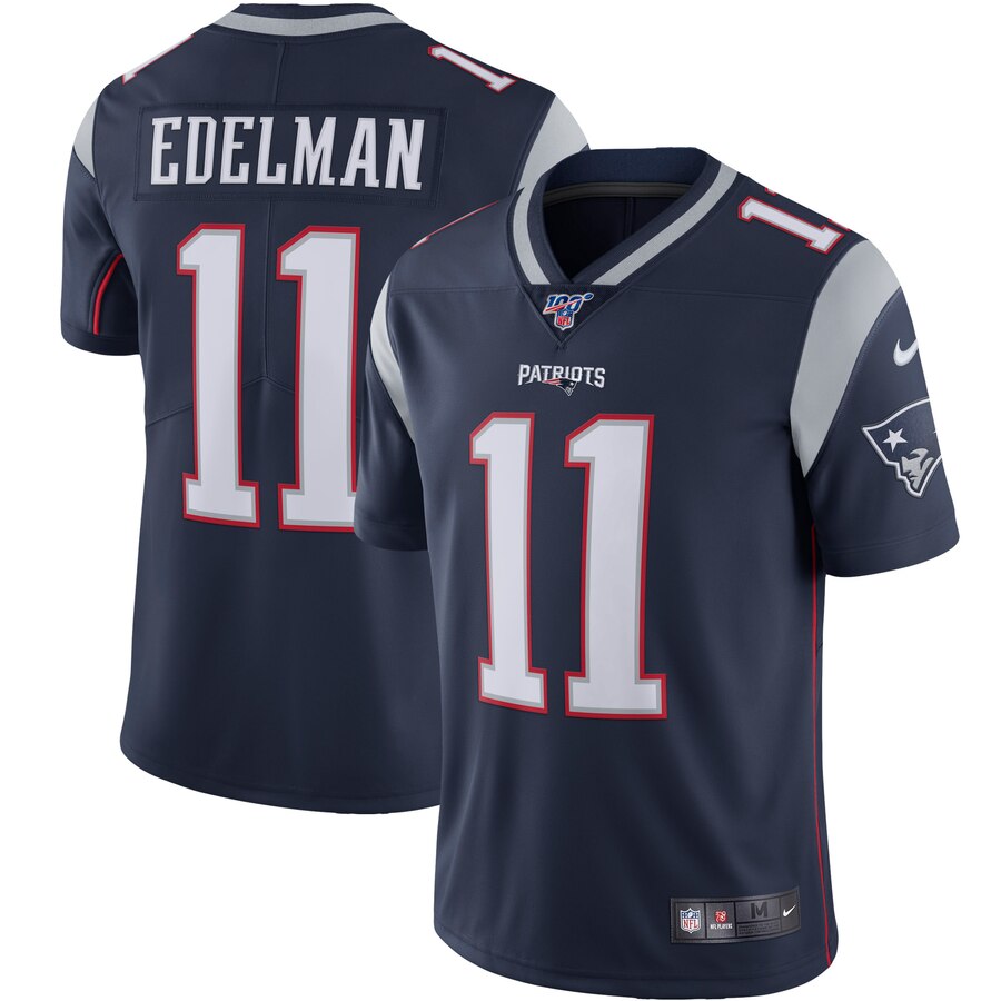 New England Patriots #11 Julian Edelman Nike 100th Season Vapor Limited Jersey Navy New England Patriots #11 Julian Edelman Nike 100th Season Vapor Limited Jersey Navy