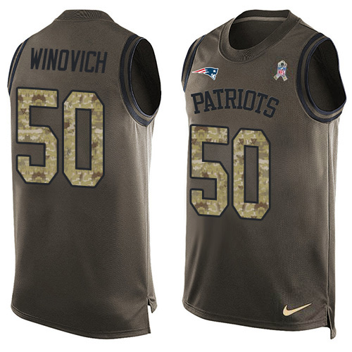 Nike Patriots #50 Chase Winovich Green Men's Stitched NFL Limited Salute To Service Tank Top Jersey Nike Patriots #50 Chase Winovich Green Men's Stitched NFL Limited Salute To Service Tank Top Jersey