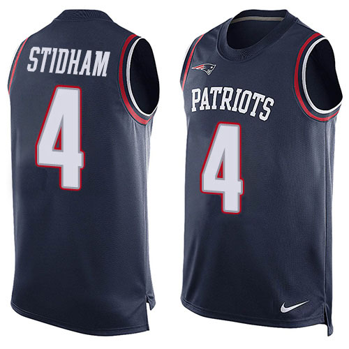 Nike Patriots #4 Jarrett Stidham Navy Blue Team Color Men's Stitched NFL Limited Tank Top Jersey Nike Patriots #4 Jarrett Stidham Navy Blue Team Color Men's Stitched NFL Limited Tank Top Jersey