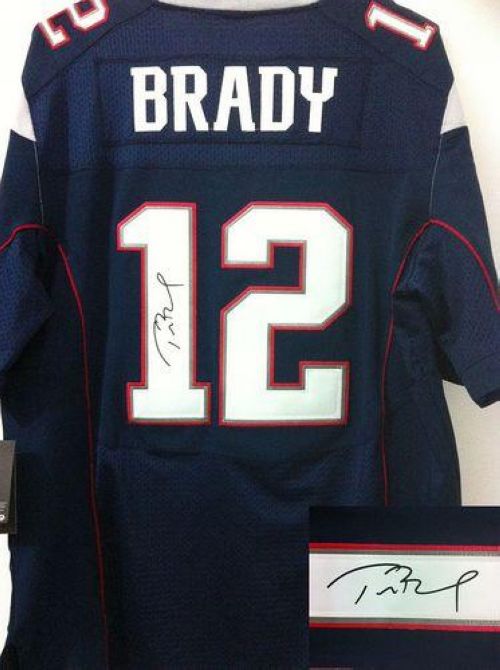 Nike Patriots #12 Tom Brady Navy Blue Team Color Men's Stitched NFL Elite Autographed Jersey Nike Patriots #12 Tom Brady Navy Blue Team Color Men's Stitched NFL Elite Autographed Jersey