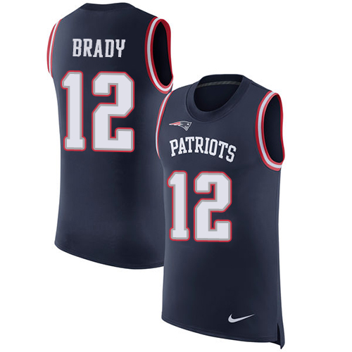 Nike Patriots #12 Tom Brady Navy Blue Team Color Men's Stitched NFL Limited Rush Tank Top Jersey Nike Patriots #12 Tom Brady Navy Blue Team Color Men's Stitched NFL Limited Rush Tank Top Jersey