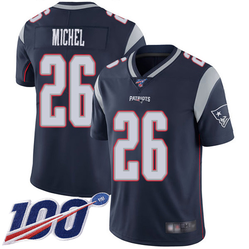 Nike Patriots #26 Sony Michel Navy Blue Team Color Men's Stitched NFL 100th Season Vapor Limited Jersey Nike Patriots #26 Sony Michel Navy Blue Team Color Men's Stitched NFL 100th Season Vapor Limited Jersey