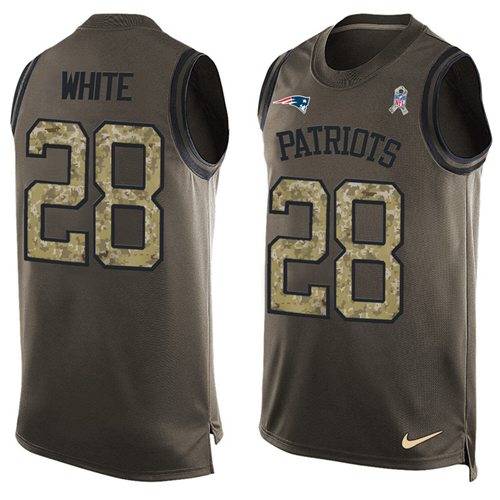 Nike Patriots #28 James White Green Men's Stitched NFL Limited Salute To Service Tank Top Jersey Nike Patriots #28 James White Green Men's Stitched NFL Limited Salute To Service Tank Top Jersey