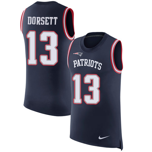 Nike Patriots #13 Phillip Dorsett Navy Blue Team Color Men's Stitched NFL Limited Rush Tank Top Jersey Nike Patriots #13 Phillip Dorsett Navy Blue Team Color Men's Stitched NFL Limited Rush Tank Top Jersey