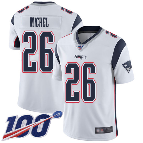Nike Patriots #26 Sony Michel White Men's Stitched NFL 100th Season Vapor Limited Jersey Nike Patriots #26 Sony Michel White Men's Stitched NFL 100th Season Vapor Limited Jersey