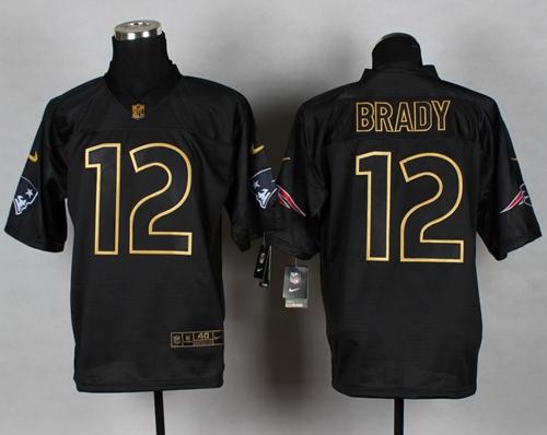 Nike Patriots #12 Tom Brady Black Gold No. Fashion Men's Stitched NFL Elite Jersey Nike Patriots #12 Tom Brady Black Gold No. Fashion Men's Stitched NFL Elite Jersey