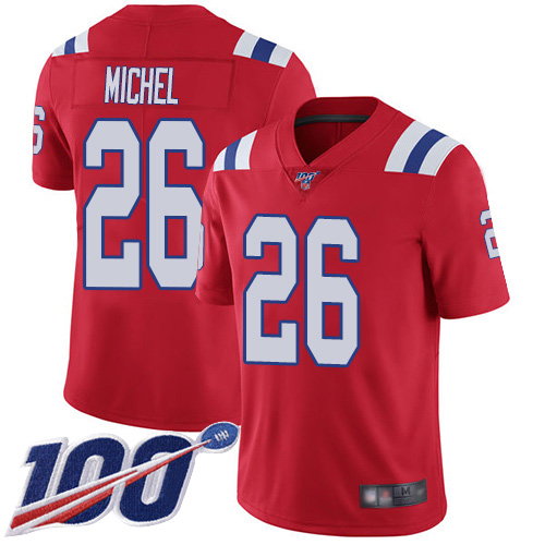 Nike Patriots #26 Sony Michel Red Alternate Men's Stitched NFL 100th Season Vapor Limited Jersey Nike Patriots #26 Sony Michel Red Alternate Men's Stitched NFL 100th Season Vapor Limited Jersey