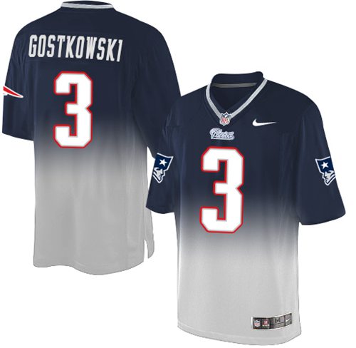 Nike Patriots #3 Stephen Gostkowski Navy Blue/Grey Men's Stitched NFL Elite Fadeaway Fashion Jersey Nike Patriots #3 Stephen Gostkowski Navy Blue/Grey Men's Stitched NFL Elite Fadeaway Fashion Jersey
