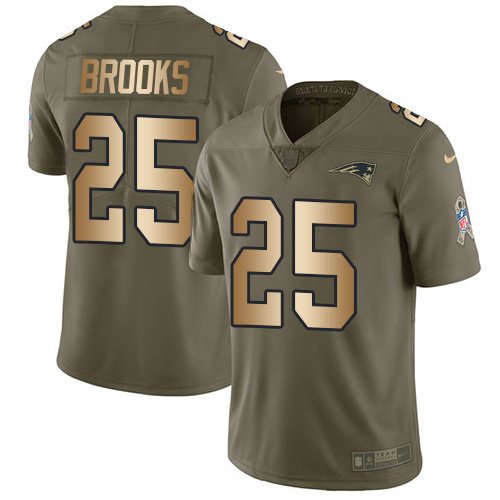 Nike Patriots #25 Terrence Brooks Olive/Gold Men's Stitched NFL Limited 2017 Salute To Service Jersey Nike Patriots #25 Terrence Brooks Olive/Gold Men's Stitched NFL Limited 2017 Salute To Service Jersey